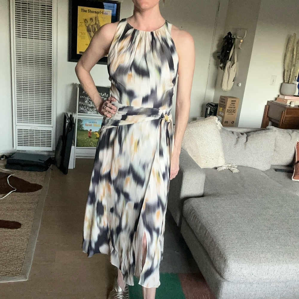 Reiss Midi Dress in Black and Cream With Back Detail Size 6 - Picture 2 of 6